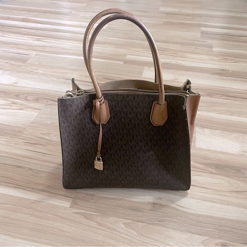 Michael Kors Brown and Tan Shoulder Bag with Structured Design